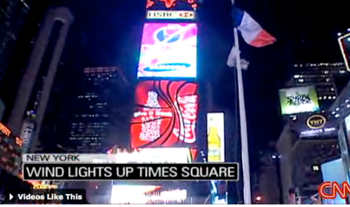 Wind Powers Billboards in Time Square