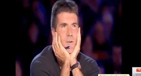 Simon in awe Simon listening to Susan Boyle singing