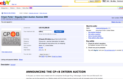 CP+B Ebay Auction
