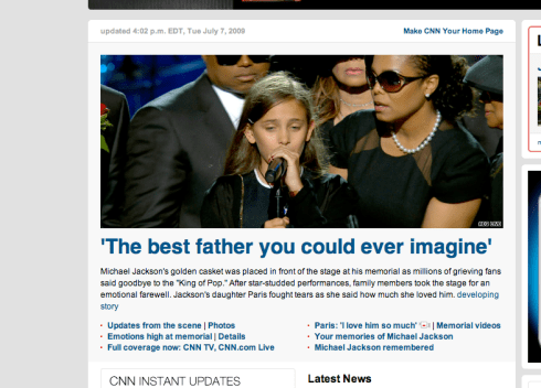 Paris Jackson at Michael Jackson's Funeral