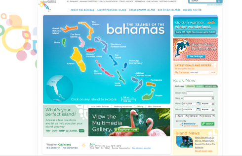 Bahamas.com Homepage with end of flash intro